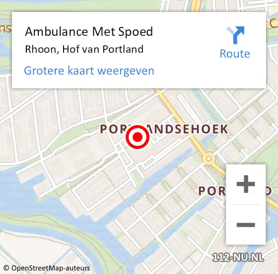 Locatie op kaart van de 112 melding: Ambulance Met Spoed Naar Rhoon, Hof van Portland op 14 januari 2024 09:14