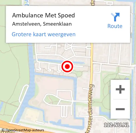 Locatie op kaart van de 112 melding: Ambulance Met Spoed Naar Amstelveen, Smeenklaan op 14 januari 2024 10:53