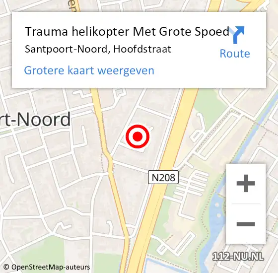Locatie op kaart van de 112 melding: Trauma helikopter Met Grote Spoed Naar Santpoort-Noord, Hoofdstraat op 14 januari 2024 11:57