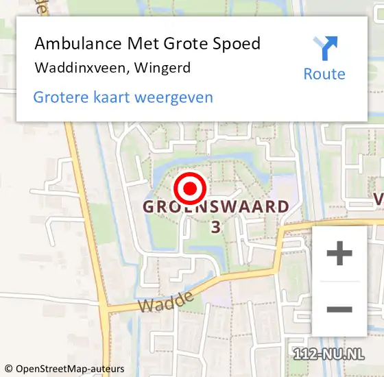 Locatie op kaart van de 112 melding: Ambulance Met Grote Spoed Naar Waddinxveen, Wingerd op 14 januari 2024 12:39