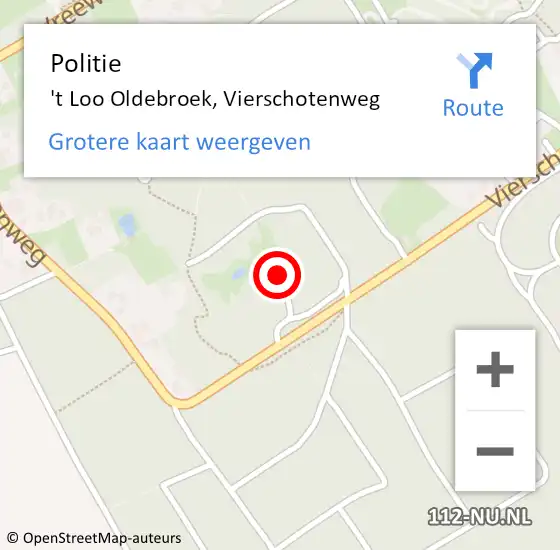 Locatie op kaart van de 112 melding: Politie 't Loo Oldebroek, Vierschotenweg op 14 januari 2024 12:43