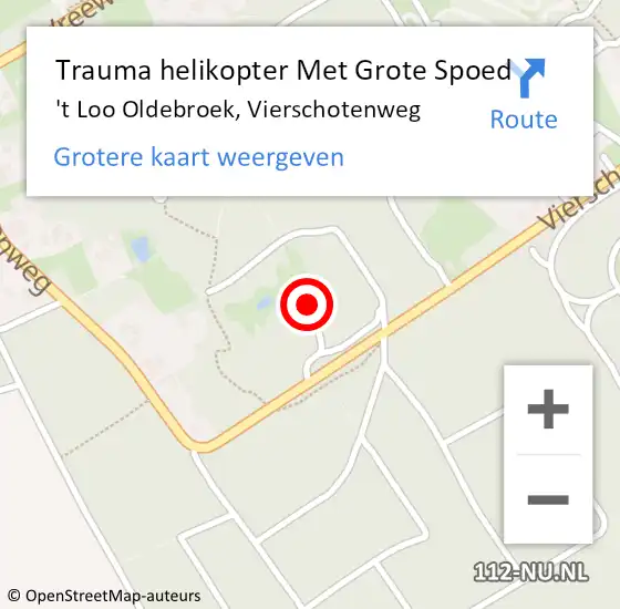 Locatie op kaart van de 112 melding: Trauma helikopter Met Grote Spoed Naar 't Loo Oldebroek, Vierschotenweg op 14 januari 2024 12:47