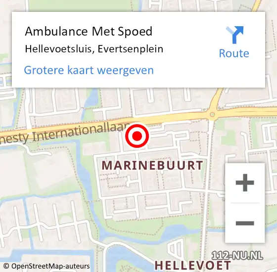 Locatie op kaart van de 112 melding: Ambulance Met Spoed Naar Hellevoetsluis, Evertsenplein op 14 januari 2024 13:26