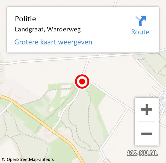 Locatie op kaart van de 112 melding: Politie Landgraaf, Warderweg op 14 januari 2024 13:44