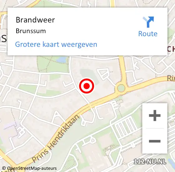Locatie op kaart van de 112 melding: Brandweer Brunssum op 14 januari 2024 14:56