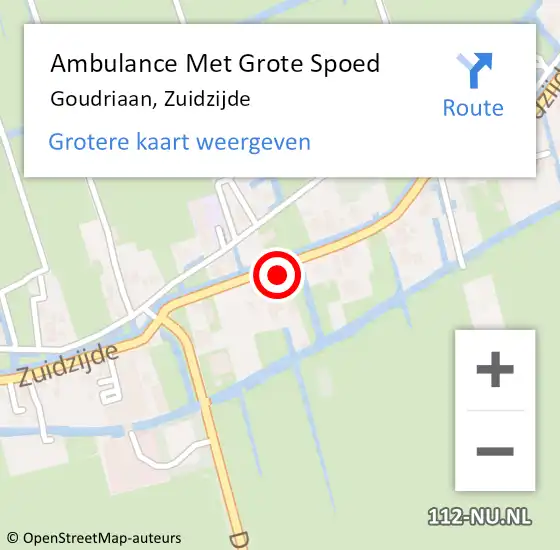 Locatie op kaart van de 112 melding: Ambulance Met Grote Spoed Naar Goudriaan, Zuidzijde op 14 januari 2024 15:18