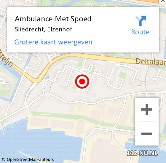Locatie op kaart van de 112 melding: Ambulance Met Spoed Naar Sliedrecht, Elzenhof op 14 januari 2024 15:30