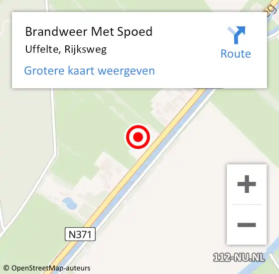 Locatie op kaart van de 112 melding: Brandweer Met Spoed Naar Uffelte, Rijksweg op 14 januari 2024 15:30
