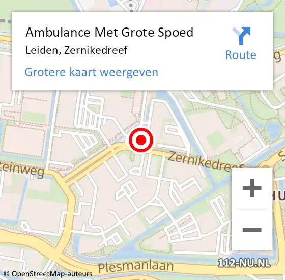 Locatie op kaart van de 112 melding: Ambulance Met Grote Spoed Naar Leiden, Zernikedreef op 14 januari 2024 15:48