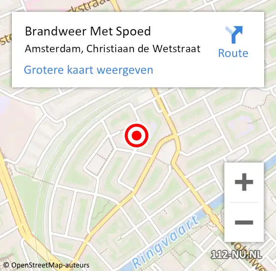 Locatie op kaart van de 112 melding: Brandweer Met Spoed Naar Amsterdam, Christiaan de Wetstraat op 14 januari 2024 16:07