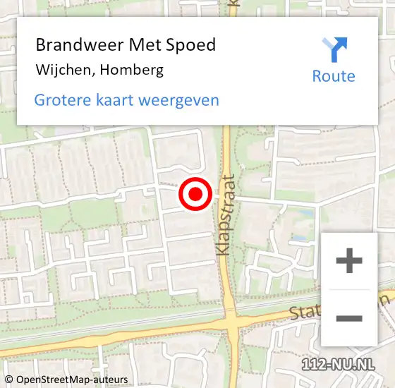 Locatie op kaart van de 112 melding: Brandweer Met Spoed Naar Wijchen, Homberg op 14 januari 2024 16:12