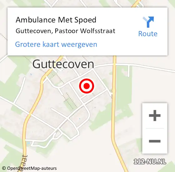 Locatie op kaart van de 112 melding: Ambulance Met Spoed Naar Guttecoven, Pastoor Wolfsstraat op 14 januari 2024 16:50