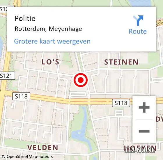Locatie op kaart van de 112 melding: Politie Rotterdam, Meyenhage op 14 januari 2024 17:55