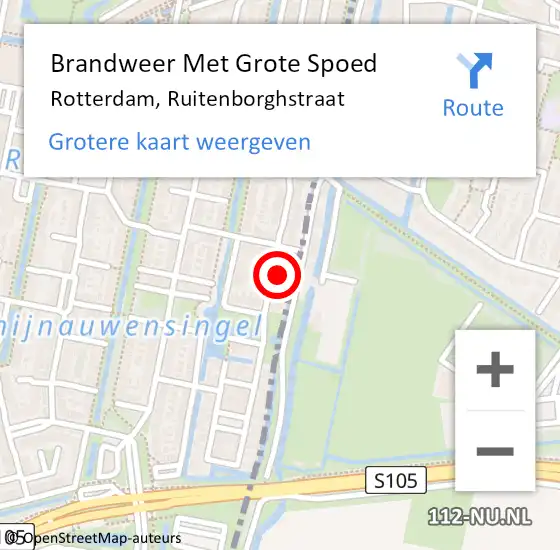 Locatie op kaart van de 112 melding: Brandweer Met Grote Spoed Naar Rotterdam, Ruitenborghstraat op 14 januari 2024 18:18