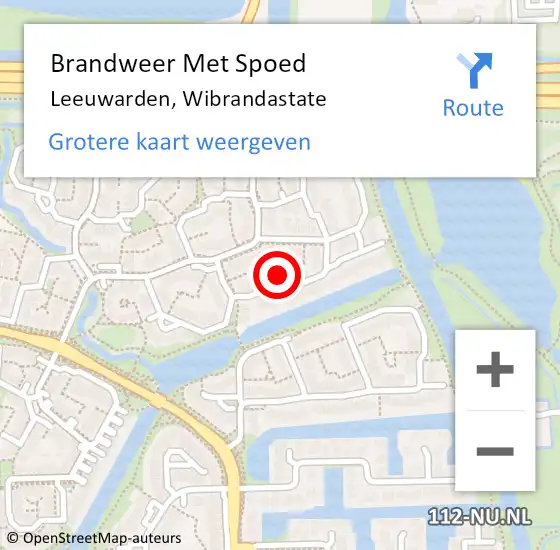 Locatie op kaart van de 112 melding: Brandweer Met Spoed Naar Leeuwarden, Wibrandastate op 14 januari 2024 18:46