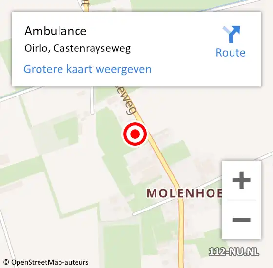 Locatie op kaart van de 112 melding: Ambulance Oirlo, Castenrayseweg op 22 september 2014 09:11
