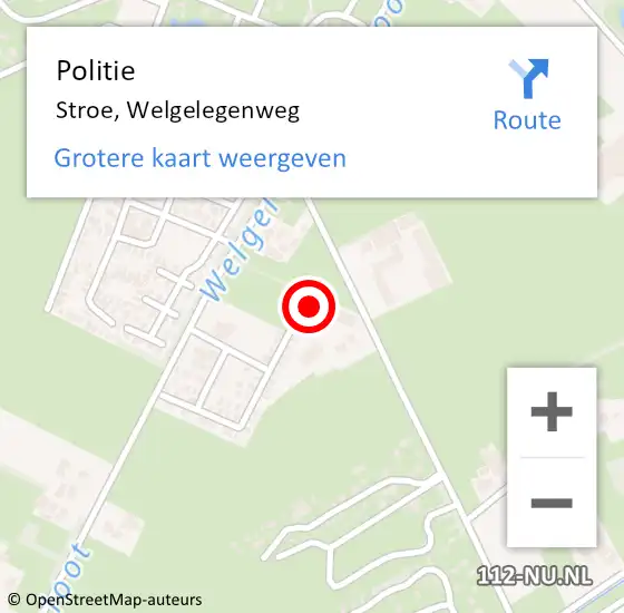 Locatie op kaart van de 112 melding: Politie Stroe, Welgelegenweg op 14 januari 2024 19:06