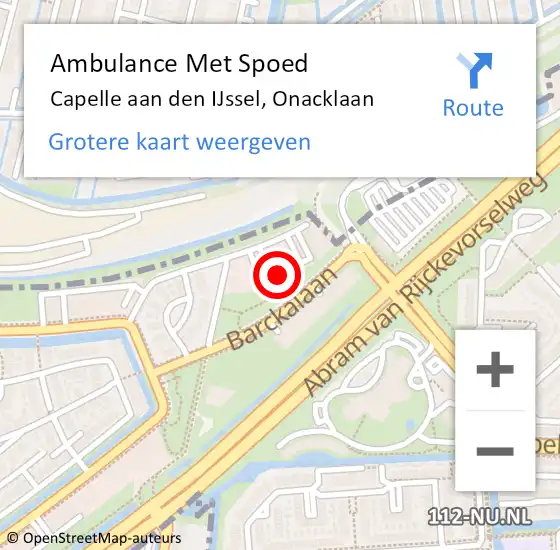 Locatie op kaart van de 112 melding: Ambulance Met Spoed Naar Capelle aan den IJssel, Onacklaan op 14 januari 2024 19:55