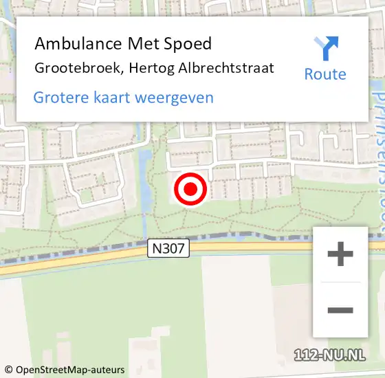 Locatie op kaart van de 112 melding: Ambulance Met Spoed Naar Grootebroek, Hertog Albrechtstraat op 14 januari 2024 19:55