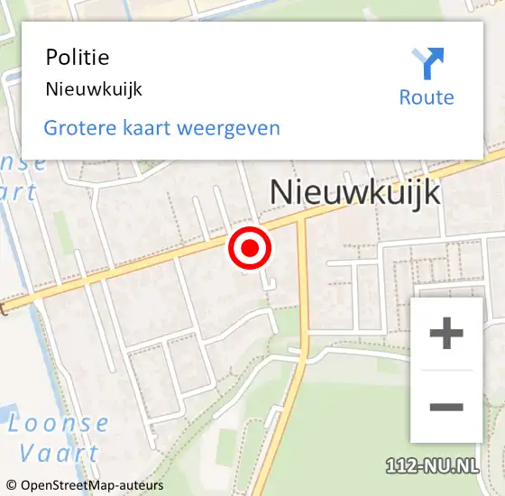 Locatie op kaart van de 112 melding: Politie Nieuwkuijk op 14 januari 2024 19:57
