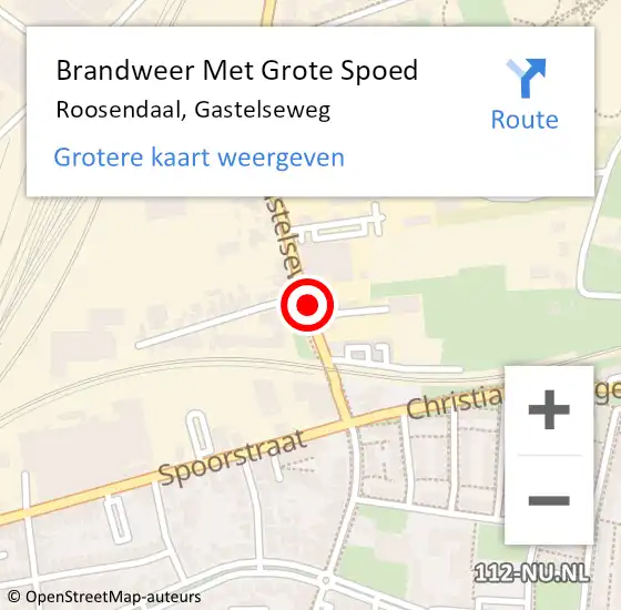 Locatie op kaart van de 112 melding: Brandweer Met Grote Spoed Naar Roosendaal, Gastelseweg op 14 januari 2024 22:47