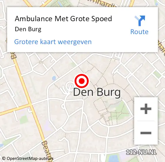 Locatie op kaart van de 112 melding: Ambulance Met Grote Spoed Naar Den Burg op 15 januari 2024 04:49