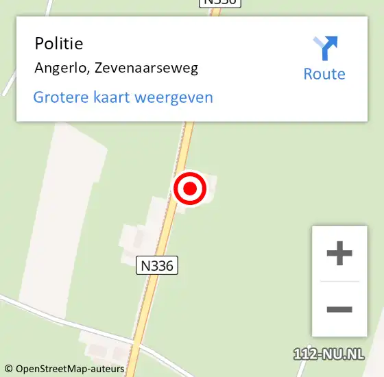 Locatie op kaart van de 112 melding: Politie Angerlo, Zevenaarseweg op 15 januari 2024 06:09