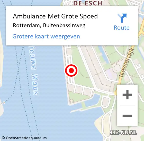 Locatie op kaart van de 112 melding: Ambulance Met Grote Spoed Naar Rotterdam, Buitenbassinweg op 15 januari 2024 06:47