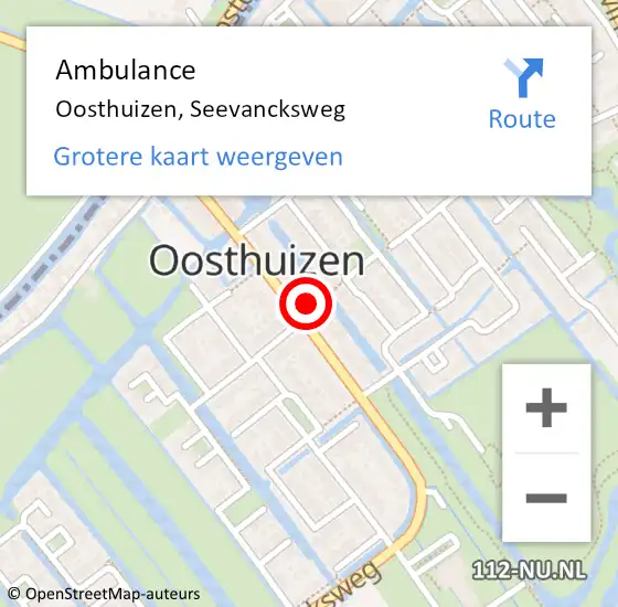 Locatie op kaart van de 112 melding: Ambulance Oosthuizen, Seevancksweg op 15 januari 2024 07:04