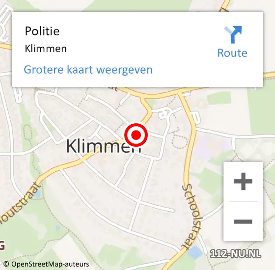Locatie op kaart van de 112 melding: Politie Klimmen op 15 januari 2024 07:14