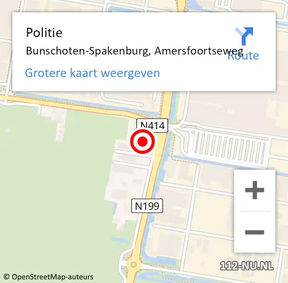 Locatie op kaart van de 112 melding: Politie Bunschoten-Spakenburg, Amersfoortseweg op 15 januari 2024 07:17