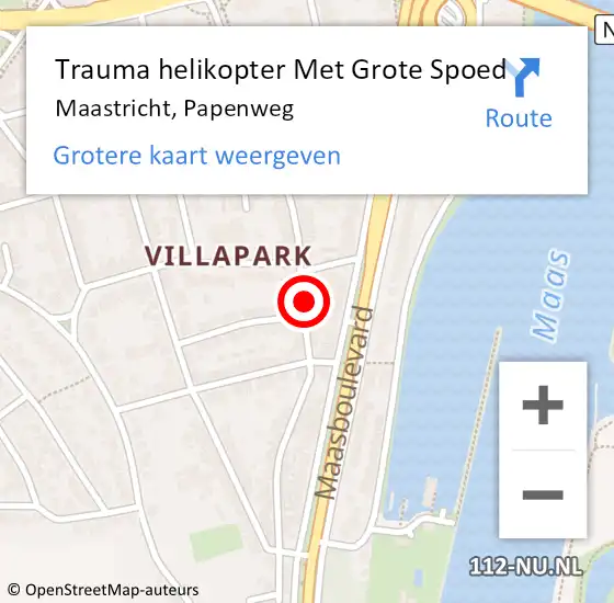 Locatie op kaart van de 112 melding: Trauma helikopter Met Grote Spoed Naar Maastricht, Papenweg op 15 januari 2024 07:45