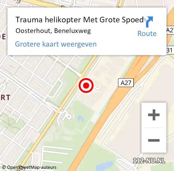 Locatie op kaart van de 112 melding: Trauma helikopter Met Grote Spoed Naar Oosterhout, Beneluxweg op 15 januari 2024 08:15