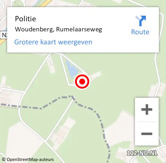 Locatie op kaart van de 112 melding: Politie Woudenberg, Rumelaarseweg op 15 januari 2024 08:43