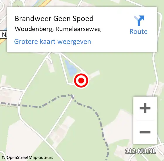 Locatie op kaart van de 112 melding: Brandweer Geen Spoed Naar Woudenberg, Rumelaarseweg op 15 januari 2024 08:46
