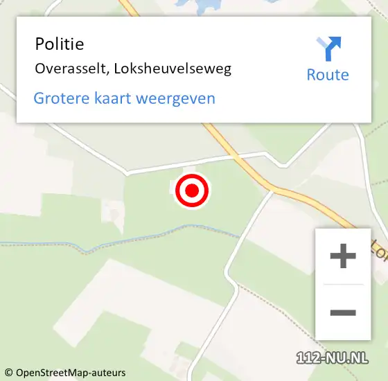 Locatie op kaart van de 112 melding: Politie Overasselt, Loksheuvelseweg op 15 januari 2024 08:51