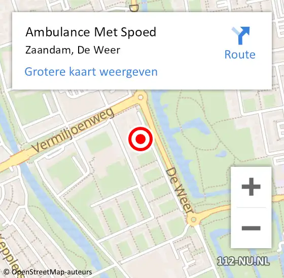 Locatie op kaart van de 112 melding: Ambulance Met Spoed Naar Zaandam, De Weer op 15 januari 2024 08:58
