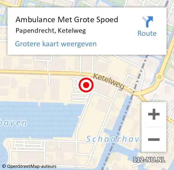 Locatie op kaart van de 112 melding: Ambulance Met Grote Spoed Naar Papendrecht, Ketelweg op 15 januari 2024 09:15