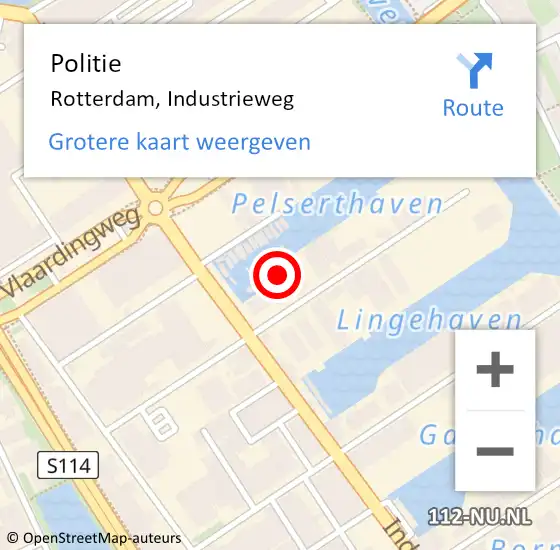 Locatie op kaart van de 112 melding: Politie Rotterdam, Industrieweg op 15 januari 2024 09:19