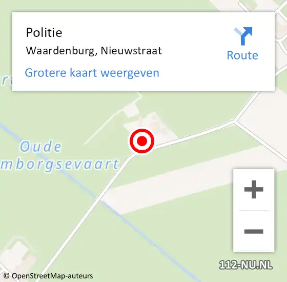 Locatie op kaart van de 112 melding: Politie Waardenburg, Nieuwstraat op 15 januari 2024 09:41