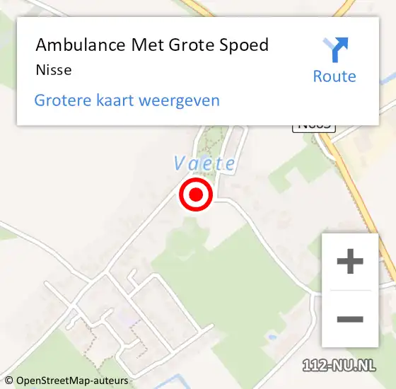 Locatie op kaart van de 112 melding: Ambulance Met Grote Spoed Naar Nisse op 15 januari 2024 10:10