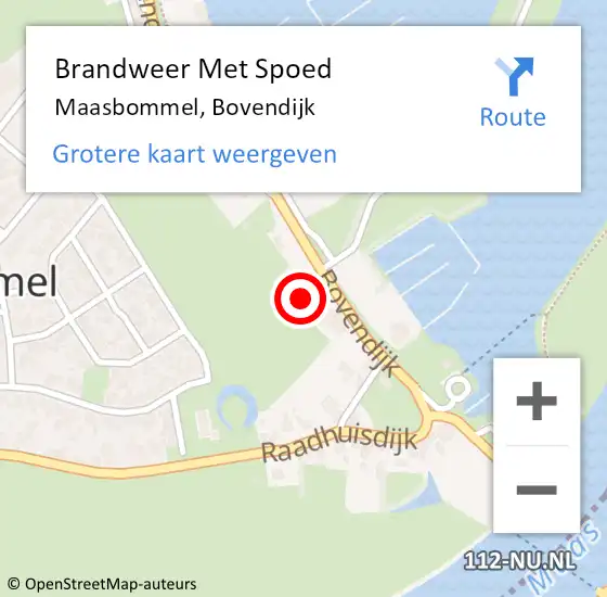 Locatie op kaart van de 112 melding: Brandweer Met Spoed Naar Maasbommel, Bovendijk op 15 januari 2024 10:27