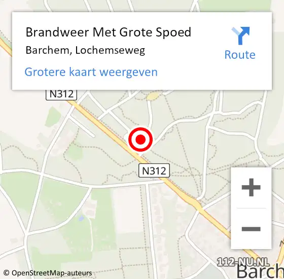 Locatie op kaart van de 112 melding: Brandweer Met Grote Spoed Naar Barchem, Lochemseweg op 15 januari 2024 11:02