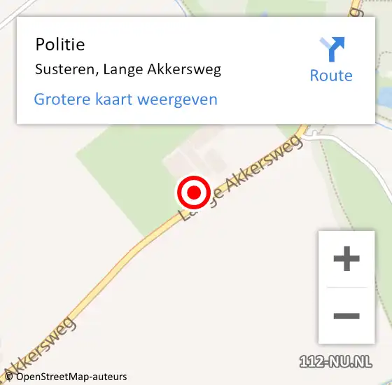 Locatie op kaart van de 112 melding: Politie Susteren, Lange Akkersweg op 15 januari 2024 11:16