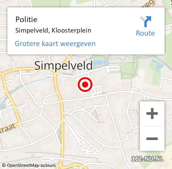Locatie op kaart van de 112 melding: Politie Simpelveld, Kloosterplein op 15 januari 2024 11:23