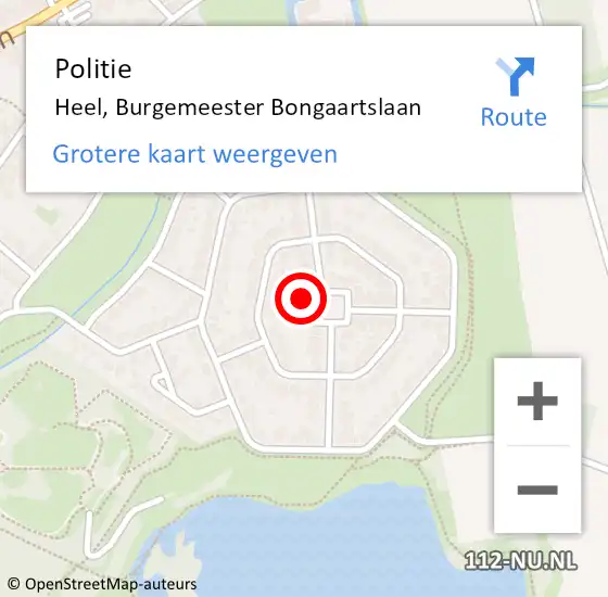 Locatie op kaart van de 112 melding: Politie Heel, Burgemeester Bongaartslaan op 15 januari 2024 11:29