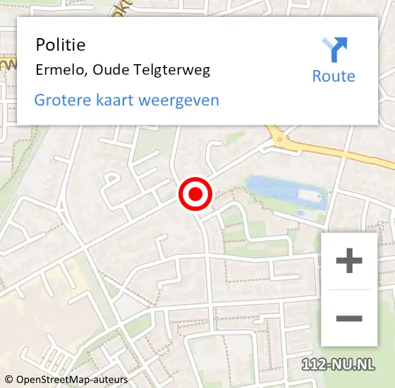 Locatie op kaart van de 112 melding: Politie Ermelo, Oude Telgterweg op 15 januari 2024 11:51