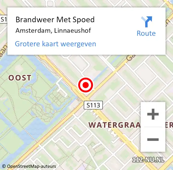 Locatie op kaart van de 112 melding: Brandweer Met Spoed Naar Amsterdam, Linnaeushof op 15 januari 2024 11:55