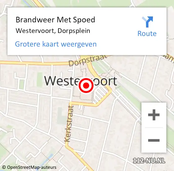Locatie op kaart van de 112 melding: Brandweer Met Spoed Naar Westervoort, Dorpsplein op 15 januari 2024 12:15