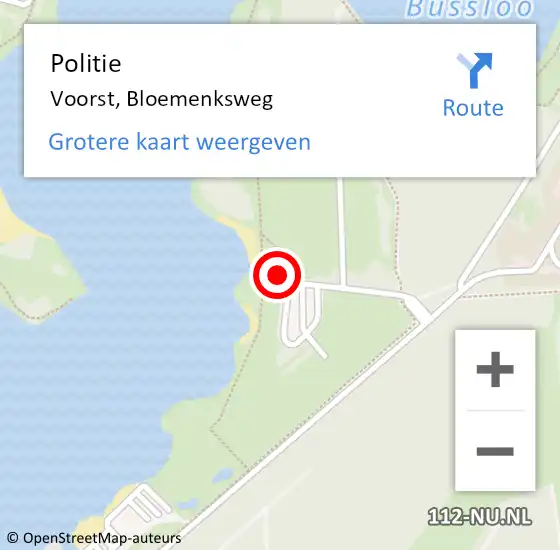 Locatie op kaart van de 112 melding: Politie Voorst, Bloemenksweg op 15 januari 2024 12:49